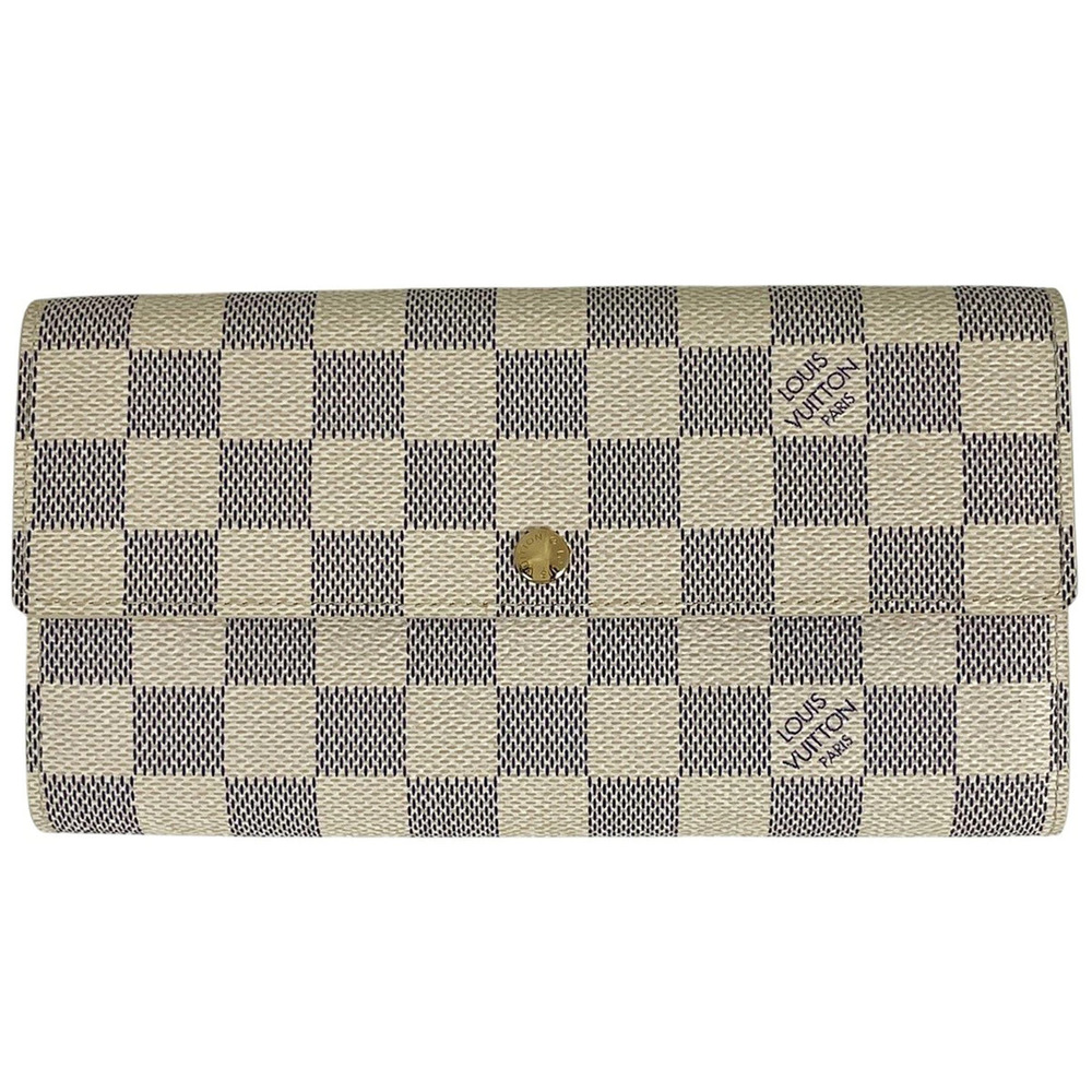 Louis Vuitton Portefeuille Sarah Long Wallet Damier Azur White